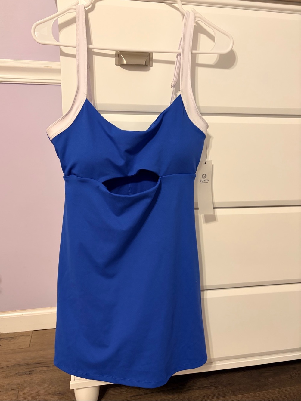 Mono B Royal Blue Mini Dress with White Straps